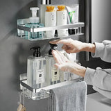 Rustproof Aluminum Bathroom Shelf – No-Drill Over-Tub or Corner Storage for Toiletries & Shower Essentials
