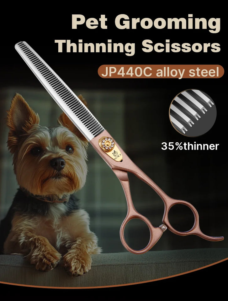 Fenice High-grade 7.5inch JP440C Steel Specials pet grooming thinner scissors Thinning rate 35% Shipping From USA