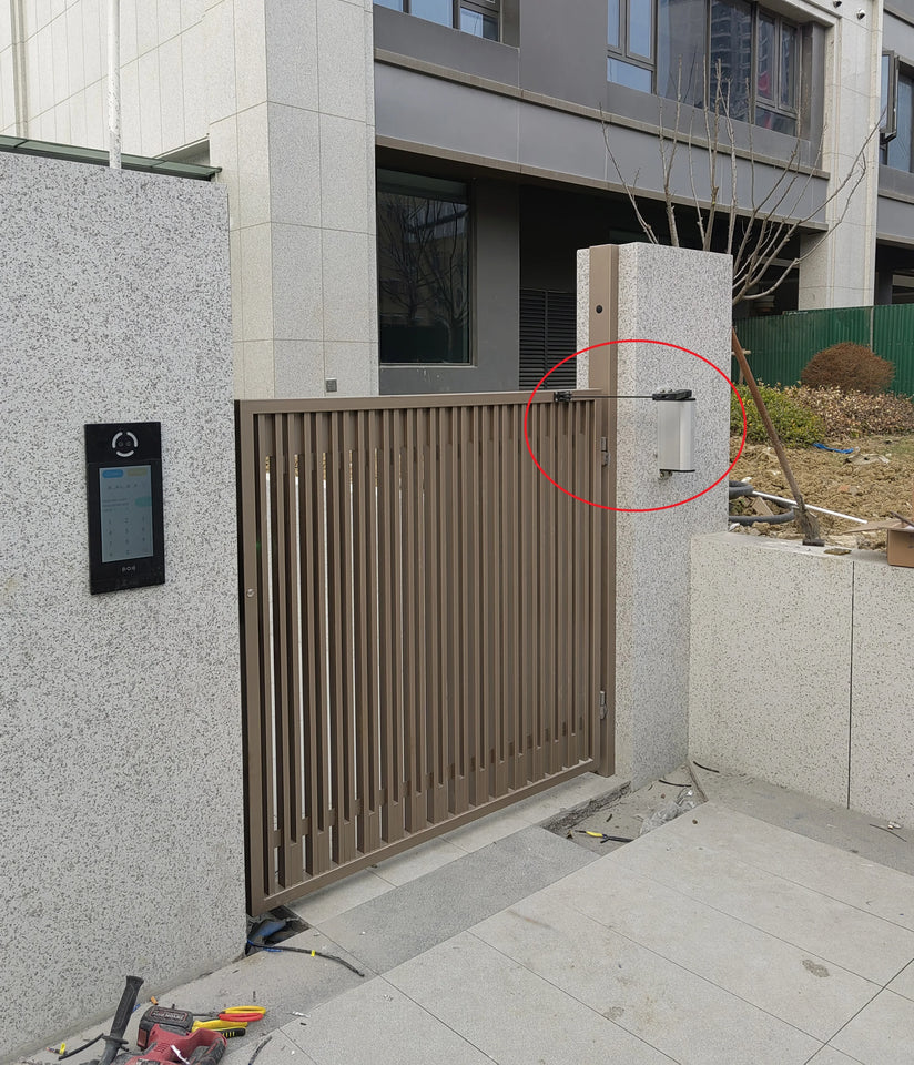Intelligent waterproof side mounted electric door opener, community curved arm automatic swing door electric door closer, villa