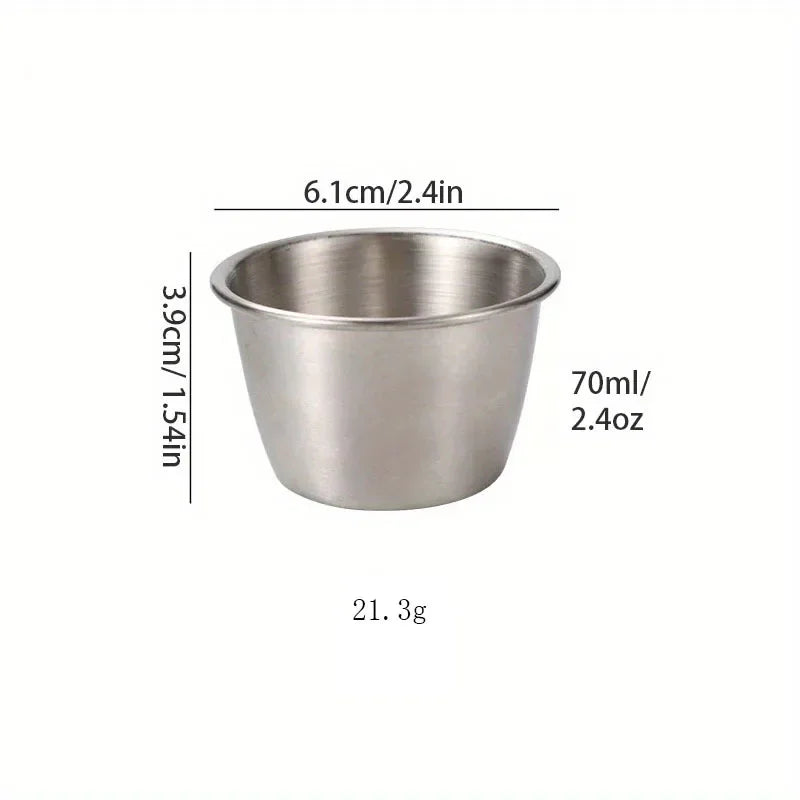 Heavy Duty Thickened 4/12 Pcs Round Stainless Steel Sauce Dishes Reusable Dipping Cups Corrosion-Resistant Commercial Grade