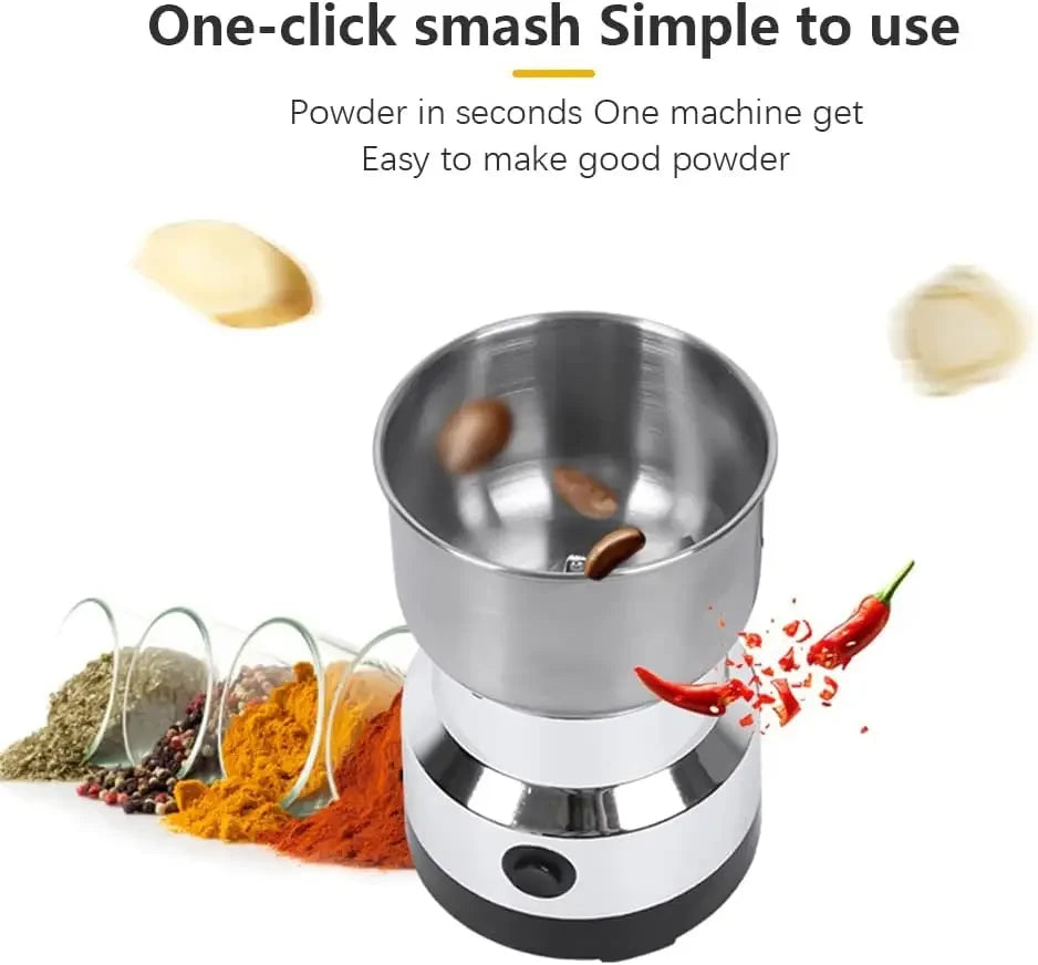 Multipurpose Electric Coffee Bean Grinder, Stainless Steel Milling Machine for Seeds, Spices, Nuts, Portable Ultrafine Grinder
