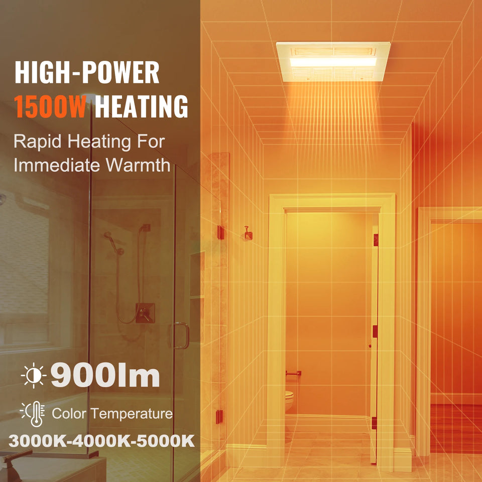 SucceBuy Bathroom Exhaust Fan 80/110CFM High-Efficiency Ventilation 1.5sones Low Noise Operation Energy-Saving Bathroom Ceiling