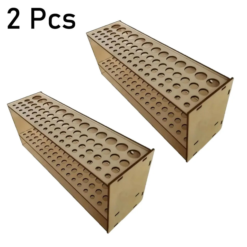 67-Slot Premium Wooden Brush Holder - Durable Artist Desk Organizer, Pencil & Paint Brushes Storage, Elegant Art & Craft Supplies