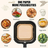 Air Fryer Liners Disposable 100pcs Parchment Paper Square Liners Round Liners Free of Bleach Non-Stick Oil-proof and Waterproof