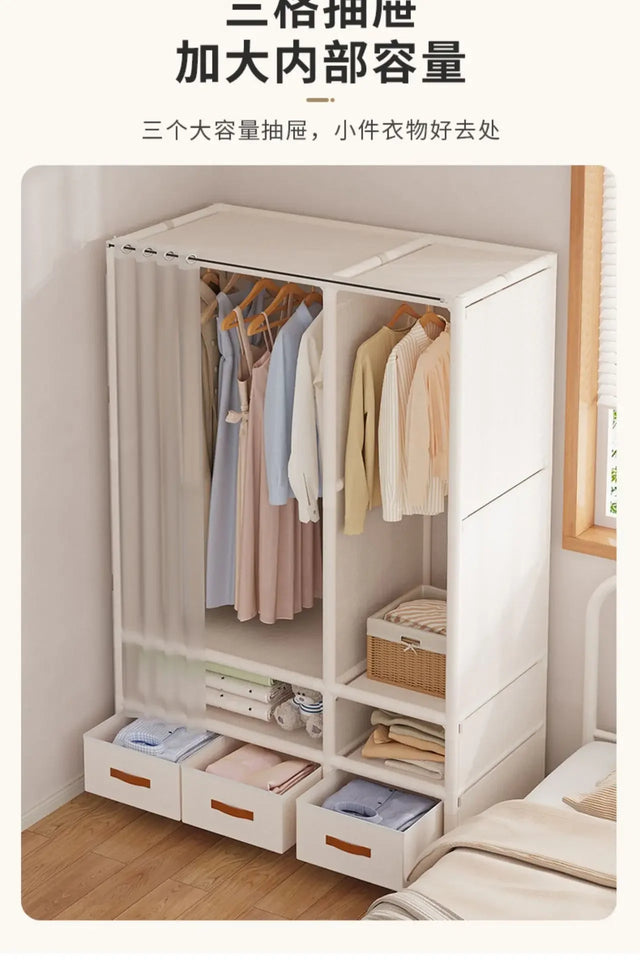 Durable Dustproof Collapsible Closet Large Capacity Wardrobe Easy Assembly Storage Organizer for Bedroom Dorm Daily Arrangement