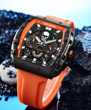 LIGE Brand Mens Watch Skeleton Skull Dial Sports Military Watches Men Fashion Luxury Waterproof Quartz Watch Chronograph Relogio