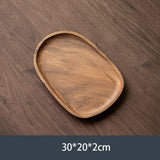 Retro Walnut Tea Tray Wooden Round Serving Platter Tray Leaf Storage Wooden Tea Tray Plate Tea