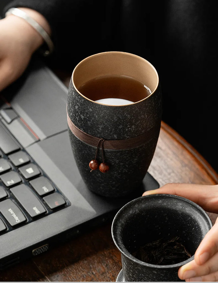 Tea Separation Tea Cup Ceramic with Lid Creative Tea Cup Personal Filter Office Portable Household Water Cup