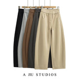 Street Sle High Waist Wide Leg Sport Pants Women's Casual Loose Straight Leg Trousers Coffee Color Trendy Spring Autumn