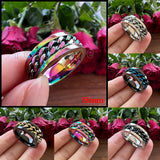 Dropshipping 8mm New Arrivals Men Women Stainless Steel Rotate Chain Ring Stepped Grooved Brushed Festival Fashion Gift Jewelry