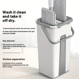 Hands-Free Flat Mop & Bucket Set with 4 Reusable Microfiber Pads, 360° Swivel, Long Handle for Floor & Wall Cleaning