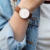 1 Set Women Leather Watches Minimalist Style 6.9mm Ultra Thin Dial Black Gift Box Adjuster Spare Strap Women's Dress Wristwatch