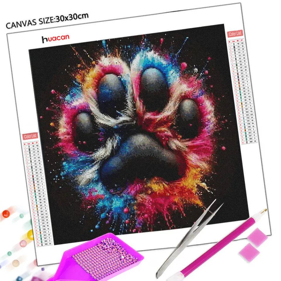 Huacan Paw Print Diamond Painting Color Art New Arrivals 2025 Diamond Mosaic Complete Kit Home Decor