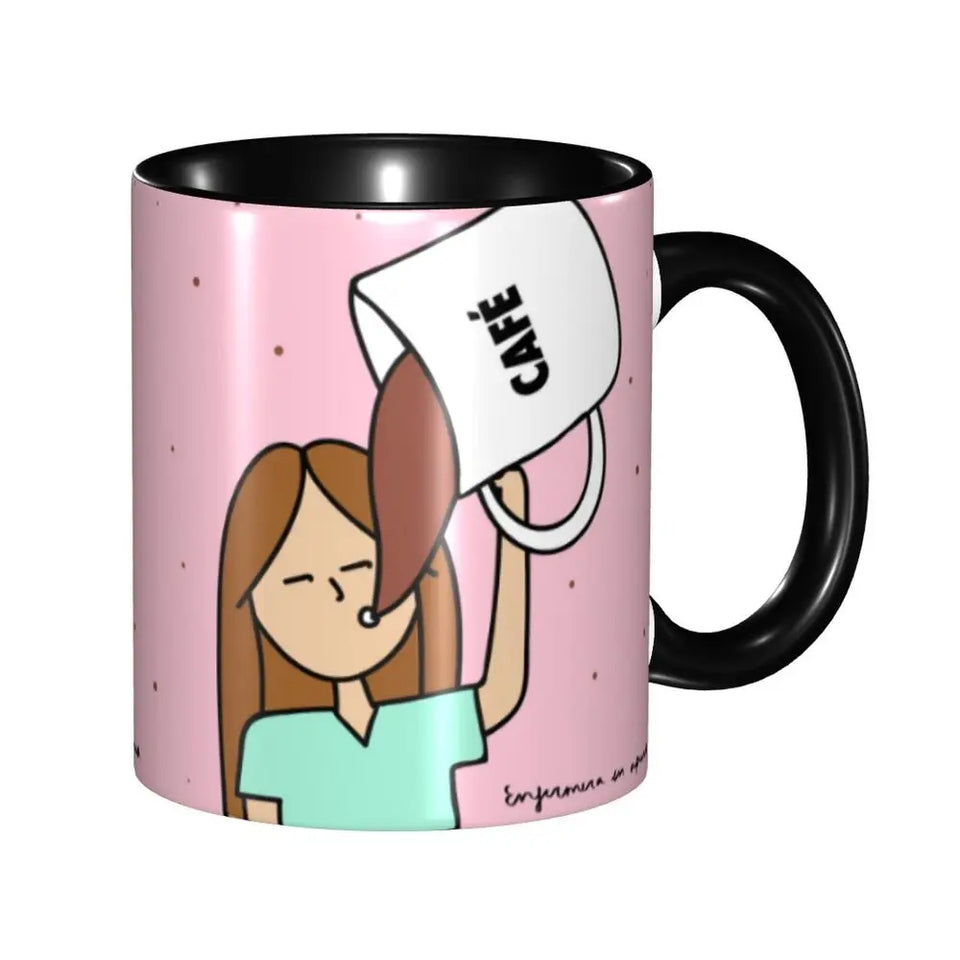 Pink Doctor Nurse Coffee Mugs DIY Customized Enfermera En Apuros Ceramic Milk Tea Mug Cup