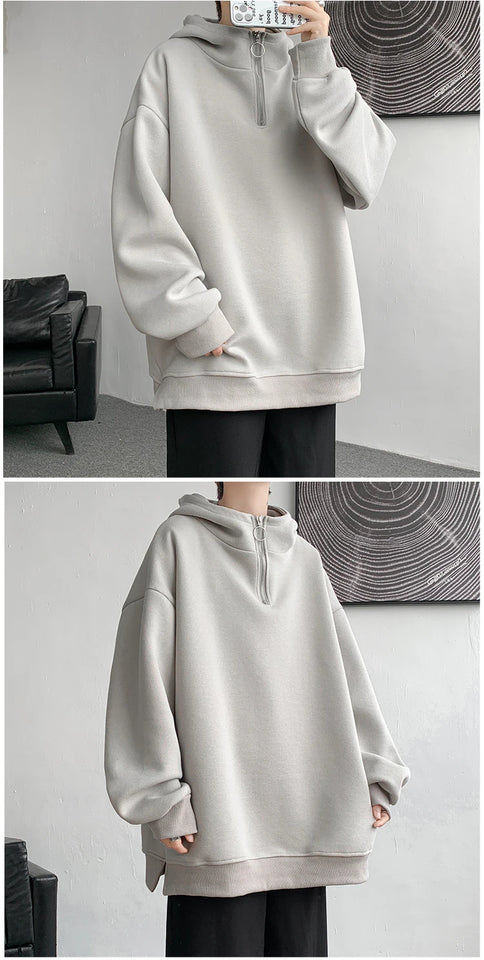 Turtleneck Hoodie Zipper Pullovers Streetwear Hip Hop Hooded Sweatshirt Men Clothing Korean Couples Harajuku Coat