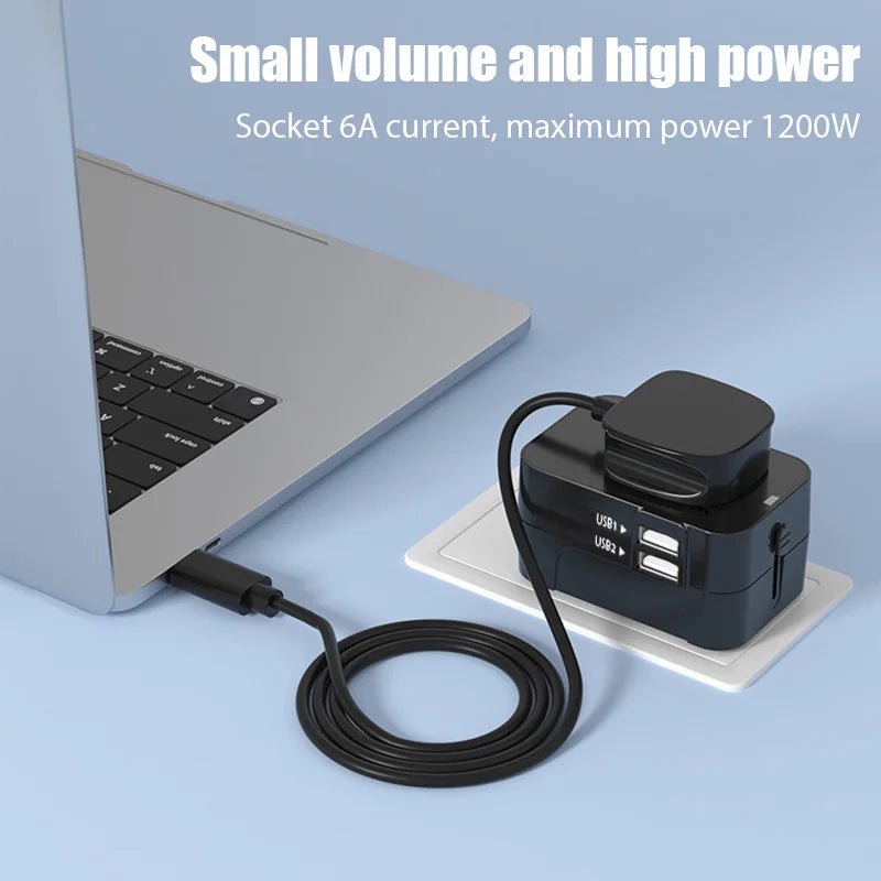 Universal Travel Adapter EU UK US AU AC Power Charger Adapter Global Conversion Plug Dual USB PD Port Travel Conversion Socket