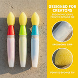 3Pcs Soft Sponge Paint Brushes, Round Applicators for Acrylic Watercolor Oil, DIY Art Supplies for Beginners