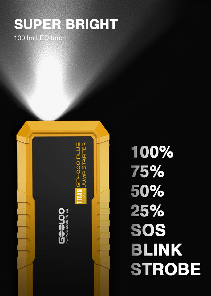 GOOLOO 4000A Start Power Bank 20000mAh Jump Starter Car Booster External Battery 12V Starting Device for Petrol Diesel Powerbank