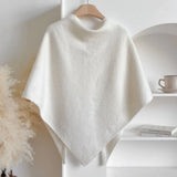 Fashion Solid Color Knitted Shawl Soft Neck Wrap Sweater Shawl Cape Winter Warm Thickened Wool Blended Shawl