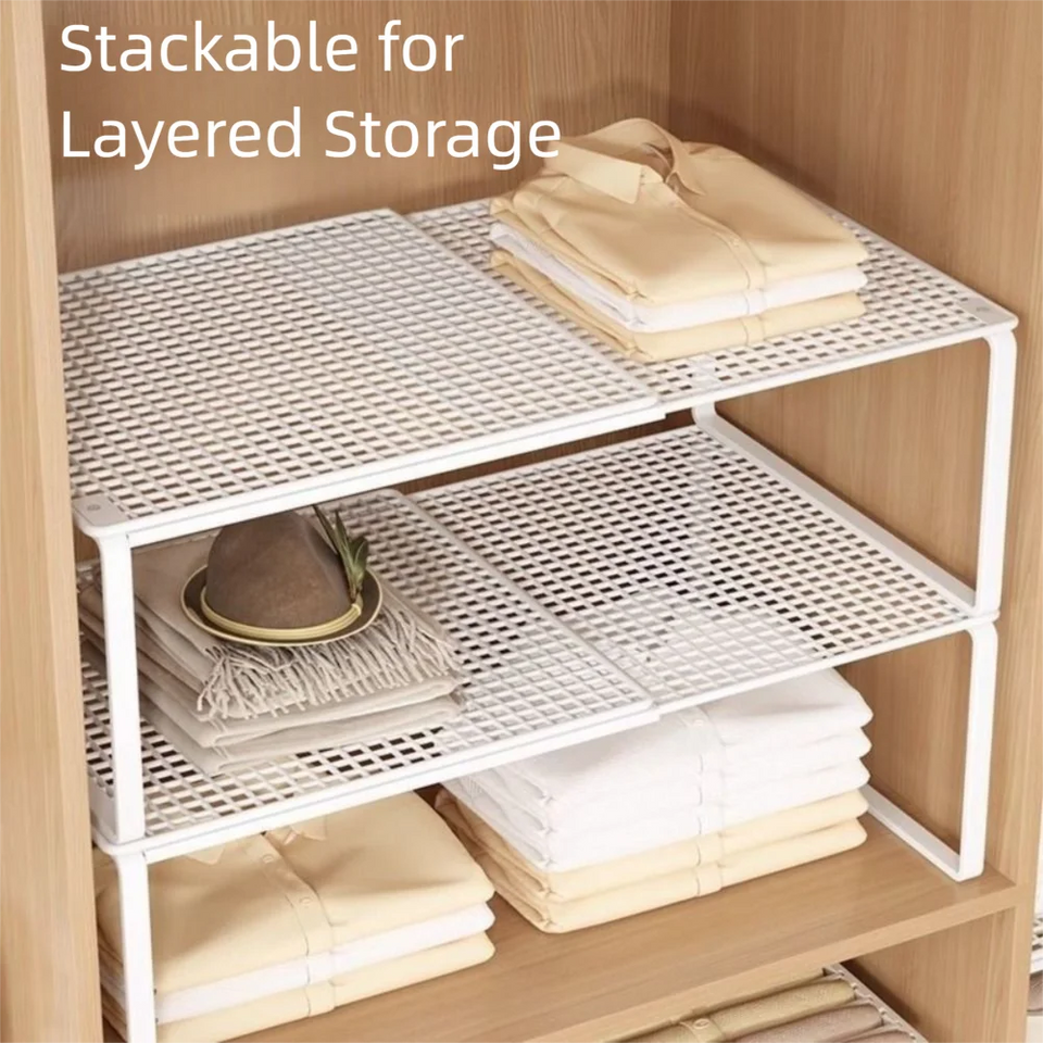 Closet Shelf Wardrobe Organizer Wardrobe Divider Board Stackable Shelves Clother Storage Rack Telescopic Adjustable