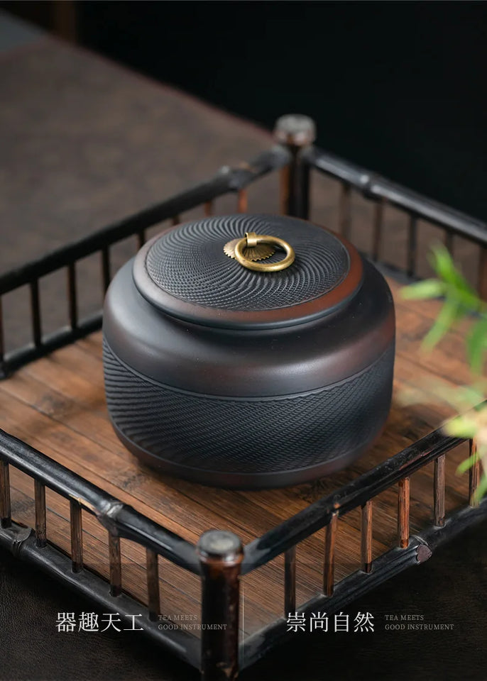 tea organizer Porcelain Purple pottery tea can Sealed moisture-proof jar ceramic purple clay awaken tea jar Pu erh storage jars