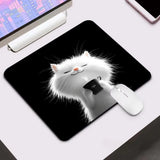 Kawaii Coffee Cat Mouse Pad Black Square Gaming Accessory Rubber Deskmats HD Non-Slip Computer Keyboard Mat New Laptop Mousepad