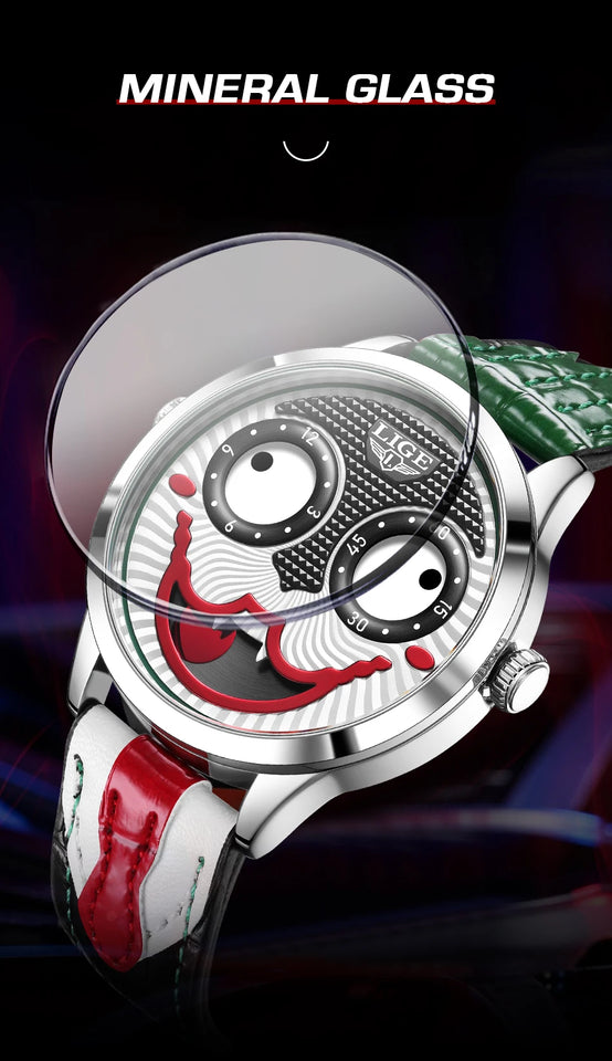 LIGE 2025 TOP Men's Watches Quartz Clown Dial Watches Unique Strange Fashion Cool Watch Waterproof watches for men reloj hommes