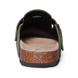 Gacimy Women Fashion Thick Sole Leather Clogs Slippers Classic Women's Mules Cork Clogs Slipper Outdoor Deep Heels Shoes Sandal