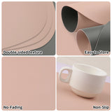 Double Sided Anti Slip PU Pad Table Mat with Coaster Oil-Proof Waterproof Leather Placemat Kitchen Dinner Coffee Tables Mats