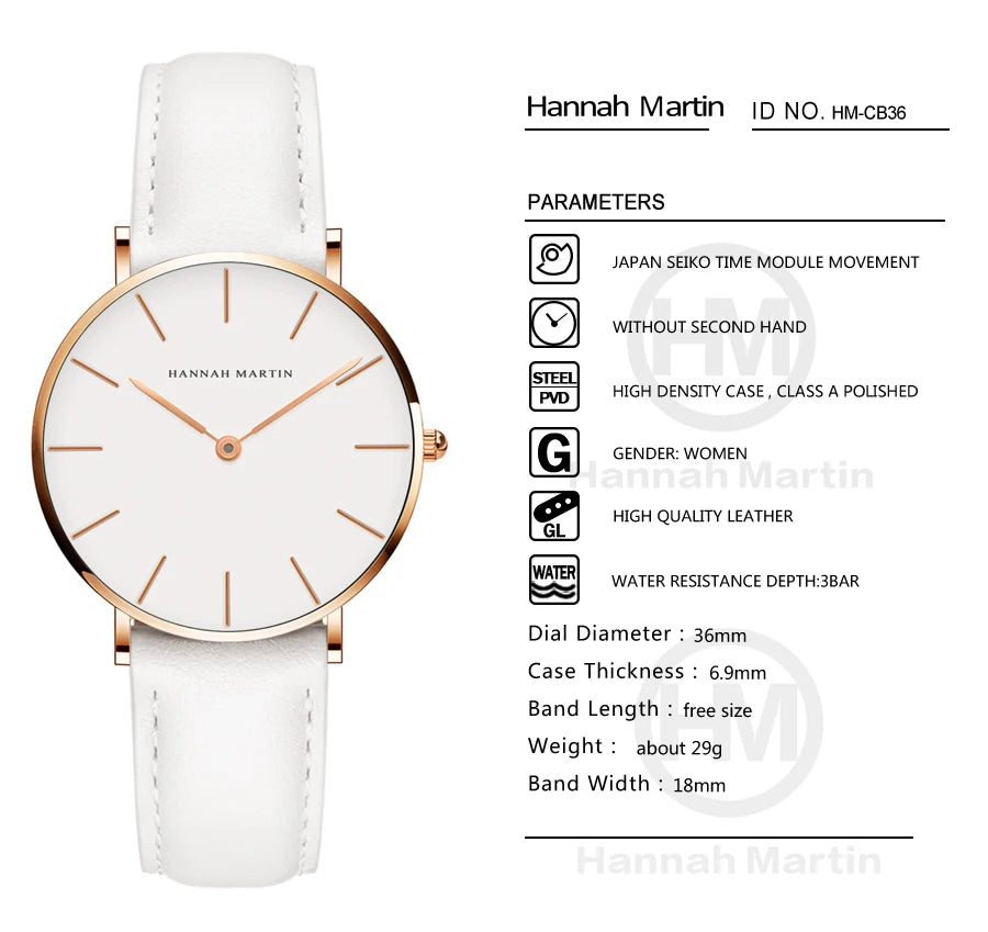 1 Set Women Leather Watches Minimalist Style 6.9mm Ultra Thin Dial Black Gift Box Adjuster Spare Strap Women's Dress Wristwatch
