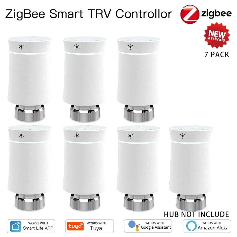 MOES ZigBee3.0 TRV New Radiator Actuator Valve Tuya Smart Programmable Thermostat Temperature Heater Alexa Voice Control