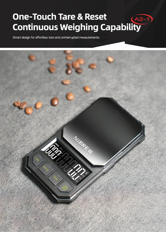 HiBREW 3000g/0.1g Digital Coffee Bean Electronic Scale with Auto Timer LED Screen High Precision Pour Over Coffee Easy to Carry