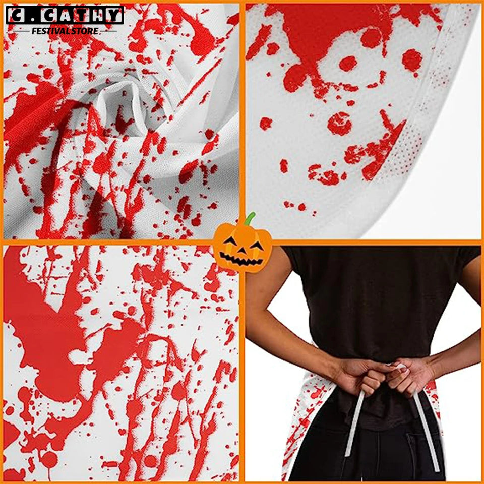 Halloween Blood Apron Set Party Butcher Costume Sharp Knife Horror Kitchen Bloody Scary Dress Up Atmosphere Cosplay Props