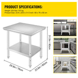 SucceBuy Stainless Steel Kitchen Work Bench Commercial Catering Table Worktable w/Undershelf 330LBS 286LBS for Restaurant Garage