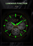 LIGE Top Luxury Man Quartz Watch Waterproof Luminous Date Chronograph Watches For Men Stainless Steel Fashion Men's Watch Reloj