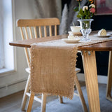Natural Burlap Table Runner Farmhouse Jute Fabric Kitchen Coffee Tablecloths for Wedding Aisle Carpet Garden Outdoor Decorations