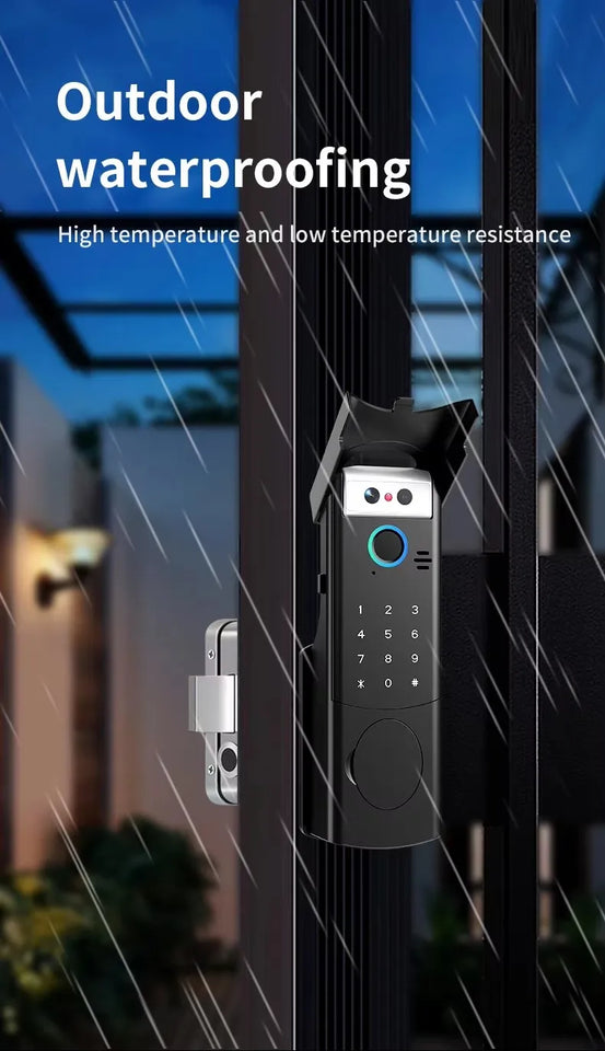 Outdoor Waterproof Smart Tuya Wifi Lock 3D Face Recognition Digital Code Keyless App Fingerprint Lock With Rechargeable Battery