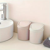 1pc Mini Desktop Trash Can with Lid - Cylindrical Tabletop Waste Bin, Easy To Clean Screw-Off Cap for Office and Coffee Bar