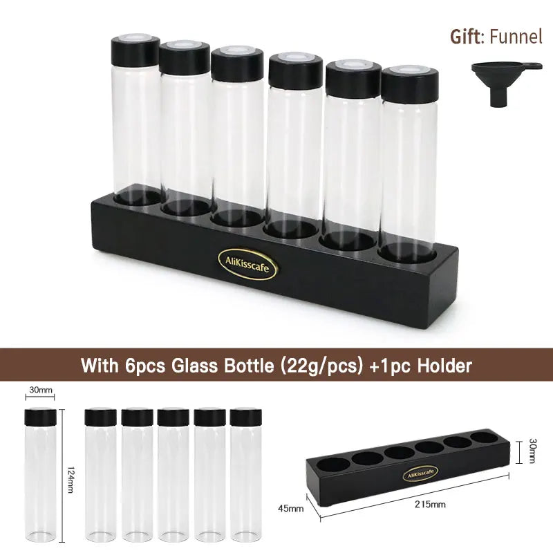 Coffee Beans Storage Container Tube Display Rack One-Way Exhaust Valve Single Dose Tea Bottle Glass With Funnel Barista Tools