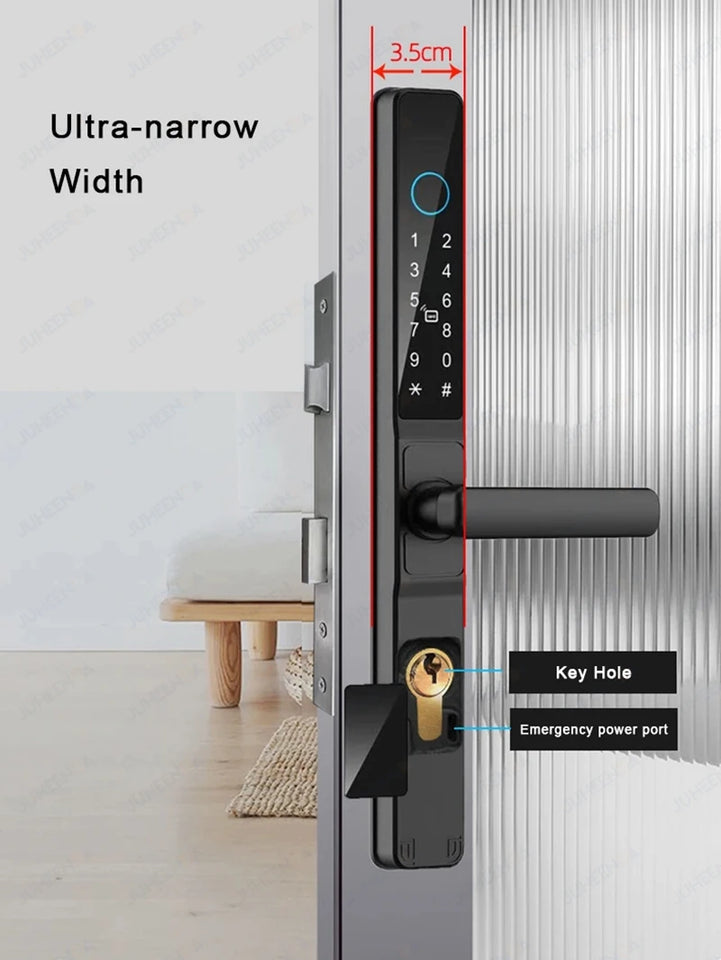 TTLock APP Waterproof Fingerprint Password Smart Lock For Outdoor Pull Push Sliding Aluminum Door 2885/ 3585/ 4585 /6085 Mortise