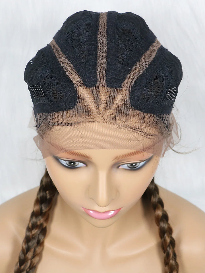KIMA New Arrival 26 Inches Braided Wigs Synthetic Lace Front Hair Wig With Baby Hair for Black Women