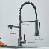 Kitchen Sink Faucet Pull Down Hot and Cold Water Mixer2 Mode Tap with Dual Spout 360 Rotation Flexible Deck Mounted
