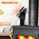 6 Blades Heat Powered Stove Fan Eco Quiet Black Log Wood Burner Fireplace Eco-Fan Winter Home Warm Efficient Heat Distribution