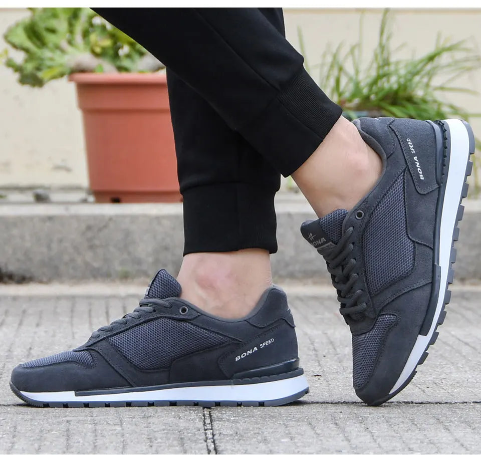 BONA 2022 New Designers Suede Casual Shoes Men Sneakers Outdoor Walking Shoes Man Comfortable Shoes Walking Footwear Mansculino