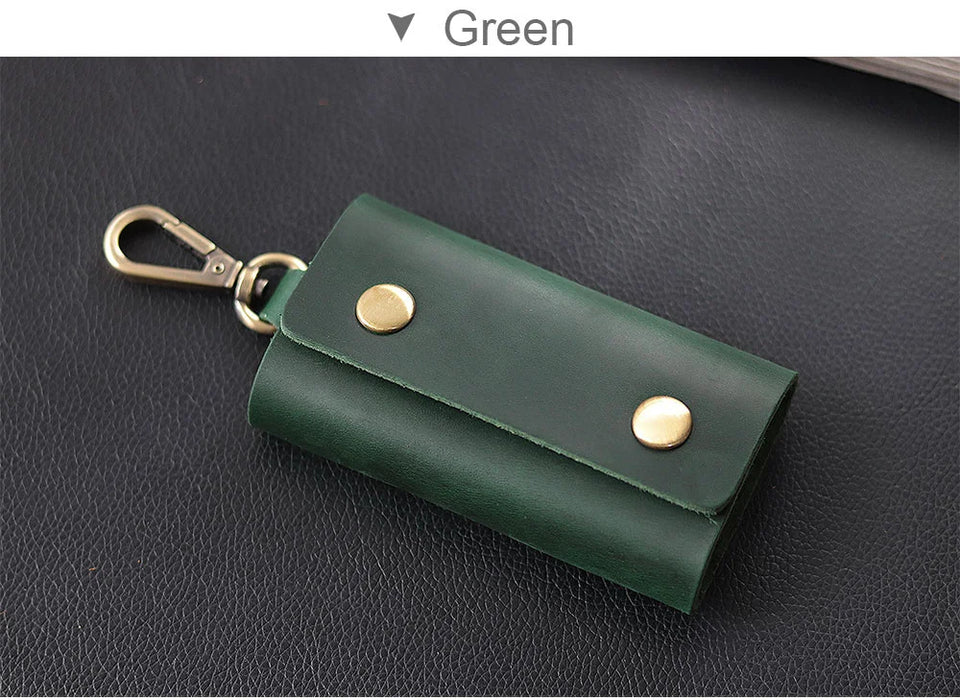 100 % Genuine leather   Multi-function Key Bag High Quality Crazy Horse leather Key Pouch Unisex Leather Business Gift