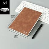 Personalized Custom NoteBook 3D Silvery Engraving Name Minimalist Notebook Faux Leather A5 Soft Cover with Bookmarks