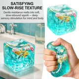 Ocean Cube Squeezable Stress Relief Toy Soft Transparent Squishy Toy with Sea Shell Fidgets for Kids Adults Anxiety Relief