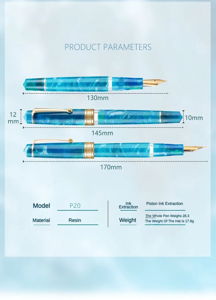 Asvine P20 Piston Fountain Pen M/F/EF Nib Galaxy Acrylic Patterns Golden Clip Smooth Writing Office School Supplies Stationery