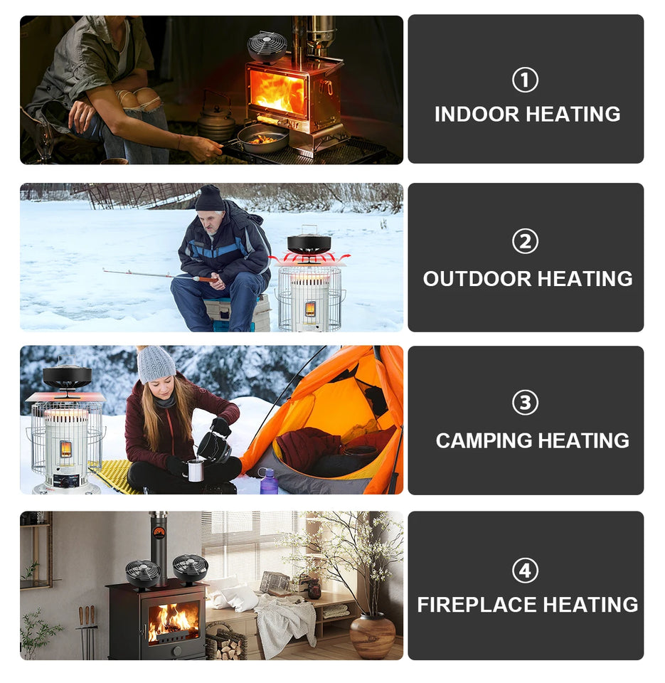4 Blades Stove Fan Heat Powered Fireplace Fan Log Wood Burner Eco-fan Quiet Fireplace Fan Warm Heat Distribution Winter Home무동력팬