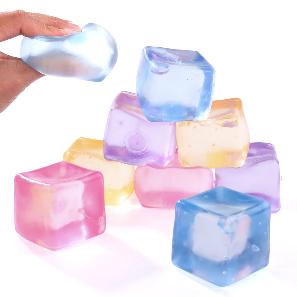 Ice Cube Shaped Square Stress Relief Ball Toy Squishy Squeeze Anxiety ADHD Stress Relief Sensory Adults Toys